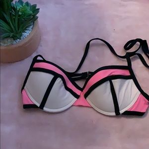 Pink Black Swim Suit Bikini Top